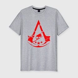 Футболка slim-fit Assassins creed череп Три звезды, цвет: меланж