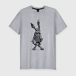 Футболка slim-fit Кролик - драное ухо с часами на животе Rabbit - a, цвет: меланж