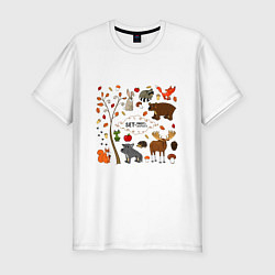Футболка slim-fit SET OF FOREST ANIMALS, цвет: белый