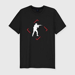 Футболка slim-fit Символ Counter Strike в красном ромбе, цвет: черный