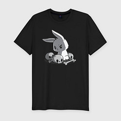 Футболка slim-fit Кролик среди черепов A rabbit among skulls, цвет: черный