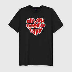 Футболка slim-fit Сердце All You need is love всё что тебе нужно, эт, цвет: черный