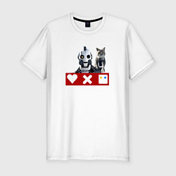 Футболка slim-fit Love death and robots белый робот с котом, цвет: белый
