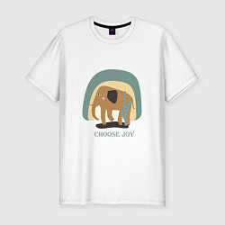 Футболка slim-fit CHOOSE THE JOY OF THE ELEPHANT, цвет: белый