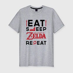 Мужская slim-футболка Надпись: Eat Sleep Zelda Repeat