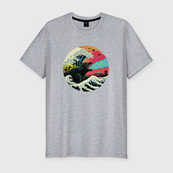 Футболка slim-fit Hokusai Kaiju, цвет: меланж