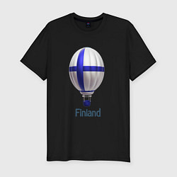 Футболка slim-fit 3d aerostat Finland flag, цвет: черный