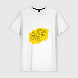 Мужская slim-футболка Гербера на желтом фоне