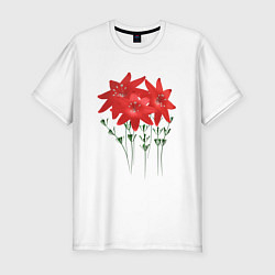 Футболка slim-fit Flowers red, цвет: белый