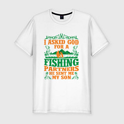 Мужская slim-футболка Рыбак и сын
