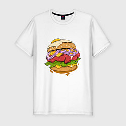 Мужская slim-футболка Наимощнейший бургер