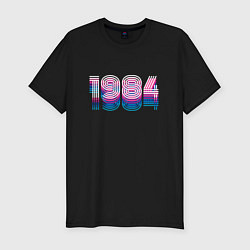 Футболка slim-fit 1984 Год Ретро Неон, цвет: черный