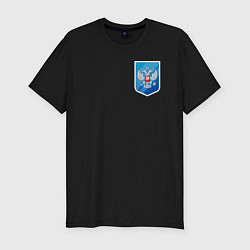 Футболка slim-fit Синий герб России, цвет: черный