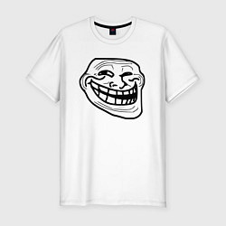 Футболка slim-fit Тролльфейс улыбается мем, цвет: белый