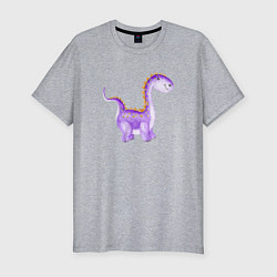 Футболка slim-fit Фиолетовый динозаврик, цвет: меланж