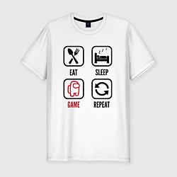 Футболка slim-fit Eat - sleep - Among Us - repeat, цвет: белый