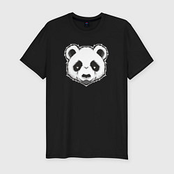 Футболка slim-fit Голова милой панды, цвет: черный