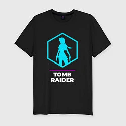 Футболка slim-fit Символ Tomb Raider в неоновых цветах, цвет: черный