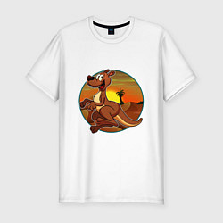 Мужская slim-футболка Кенгуру скачет по пустыне