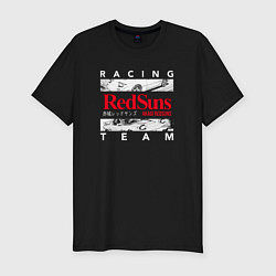 Футболка slim-fit Initial D RedSuns Team Аниме про дрифт, цвет: черный