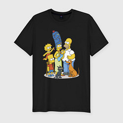 Футболка slim-fit Семейка Симпсонов встречает Новый Год!, цвет: черный