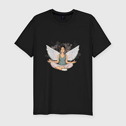 Мужская slim-футболка Ангельская медитация домохозяйки