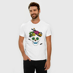 Футболка slim-fit Sugar skull, цвет: белый — фото 2