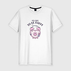 Футболка slim-fit Its time to be happy, цвет: белый