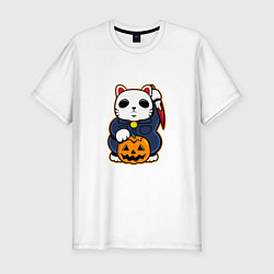 Футболка slim-fit Cat Halloween, цвет: белый