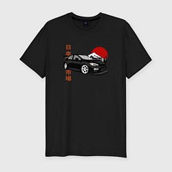 Футболка slim-fit Subaru Impreza WRX Sti Japanese Retro Style, цвет: черный