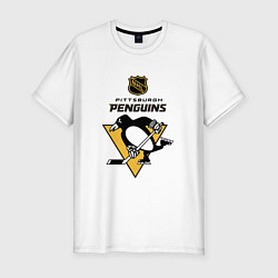 Мужская slim-футболка Питтсбург Пингвинз НХЛ логотип