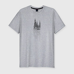 Футболка slim-fit Медведь в лесу, цвет: меланж