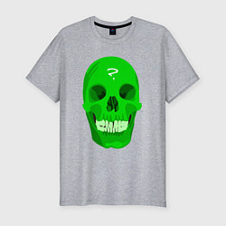 Футболка slim-fit Зелёный череп со знаком вопроса, цвет: меланж