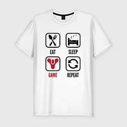 Футболка slim-fit Eat - sleep - Destiny - repeat, цвет: белый