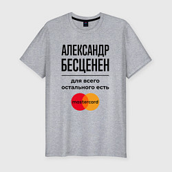 Футболка slim-fit Александр бесценен, для всего остального есть Маст, цвет: меланж