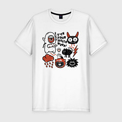 Мужская slim-футболка F*ck your halloween - black cat