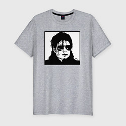 Футболка slim-fit Майкл Джексон чёрно-белый, цвет: меланж