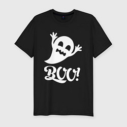 Футболка slim-fit Забавный призрак - BOO! Halloween, цвет: черный