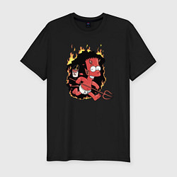 Мужская slim-футболка Барт Симпсон - чертёнок с вилами - halloween