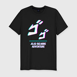 Футболка slim-fit Символ JoJo Bizarre Adventure в стиле glitch, цвет: черный