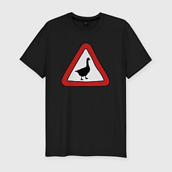 Мужская slim-футболка Предупредительный знак с гусем