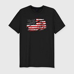 Футболка slim-fit Флаг США с хоккеистом, цвет: черный