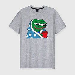 Футболка slim-fit Frog Pepe мем, цвет: меланж