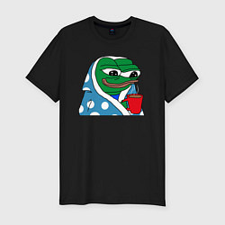 Футболка slim-fit Frog Pepe мем, цвет: черный