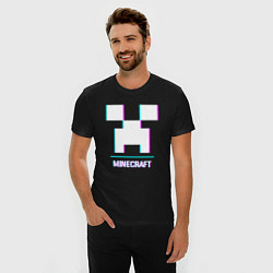 Футболка slim-fit Minecraft в стиле glitch и баги графики, цвет: черный — фото 2