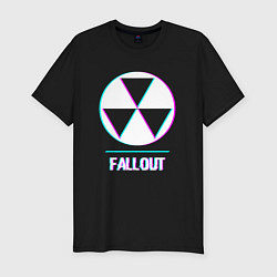 Футболка slim-fit Fallout в стиле glitch и баги графики, цвет: черный