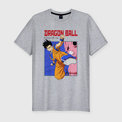 Мужская slim-футболка Dragon Ball - Сон Гоку - Удар