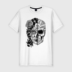 Футболка slim-fit Двуликий santa muerte, цвет: белый