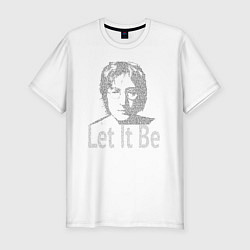Футболка slim-fit Портрет Джона Леннона и текст песни Let It Be, цвет: белый