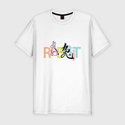 Футболка slim-fit Иероглиф - кролик, цвет: белый